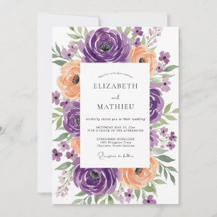 Invitation Mariage de printemps radieux aux abricots violets
