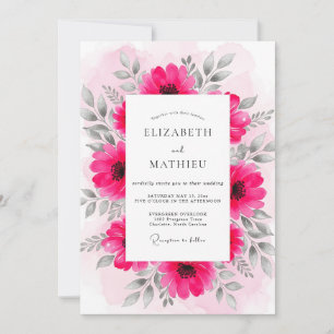 Invitation Mariage de printemps radieux fuchsia