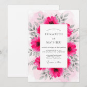 Invitation Mariage de printemps radieux fuchsia (Devant / Derrière)
