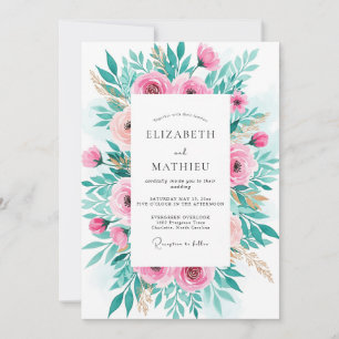 Invitation Mariage de printemps radieux rose