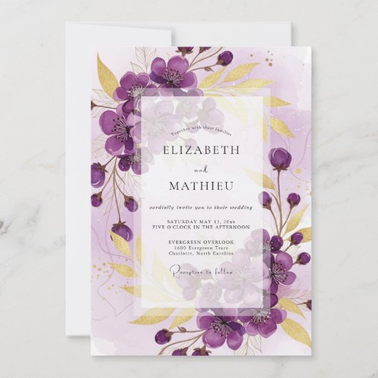 Invitation Mariage de printemps radieux violet (Devant)