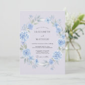Invitation Mariage de printemps raffiné bleu pervenche (Debout devant)