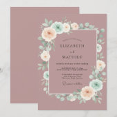 Invitation Mariage de printemps raffiné mauve (Devant / Derrière)
