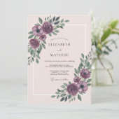 Invitation Mariage de printemps raffiné prune (Debout devant)