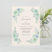 Invitation Mariage de printemps raffiné vert menthe (Debout devant)