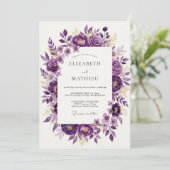Invitation Mariage de printemps raffiné violet (Debout devant)