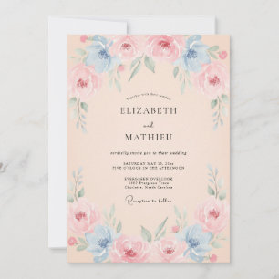 Invitation Mariage de printemps rafraîchissant aux pêches