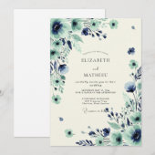 Invitation Mariage de printemps ravissant sarcelle (Devant / Derrière)