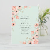 Invitation Mariage de printemps ravissant vert menthe (Debout devant)