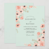 Invitation Mariage de printemps ravissant vert menthe (Devant / Derrière)