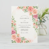 Invitation Mariage de printemps resplendissant aux tons de pê (Debout devant)