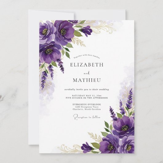 Invitation Mariage de printemps resplendissant violet (Devant)