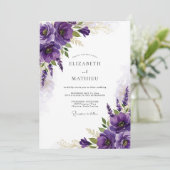 Invitation Mariage de printemps resplendissant violet (Debout devant)