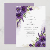 Invitation Mariage de printemps resplendissant violet (Devant / Derrière)
