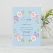 Invitation Mariage de printemps romantique bleu doux (Debout devant)