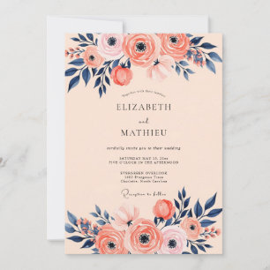 Invitation Mariage de printemps romantique pêche et marine