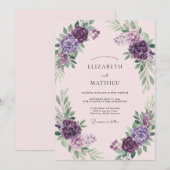 Invitation Mariage de printemps romantique violet (Devant / Derrière)