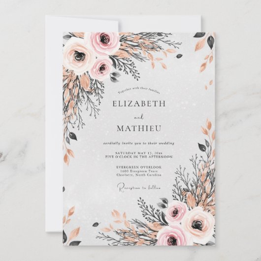 Invitation Mariage de printemps rose divine (Devant)