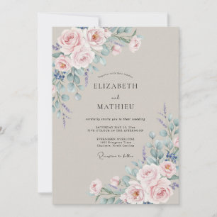 Invitation Mariage de printemps rose éthéré
