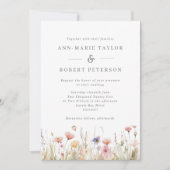 Invitation Mariage de printemps rose Fleur sauvage rustique (Devant)