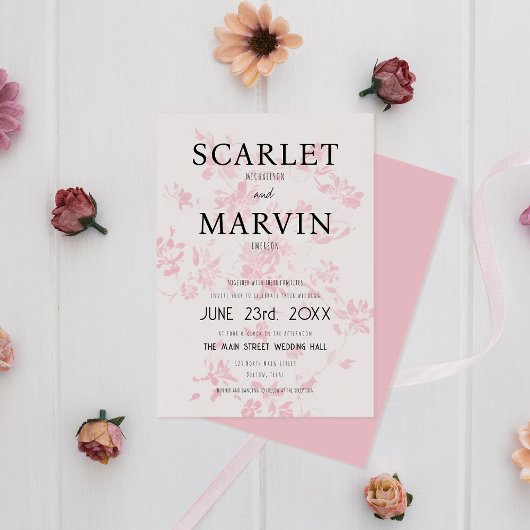 Invitation Mariage de printemps rose moderne