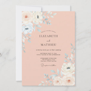 Invitation Mariage de printemps rose pêche immaculé