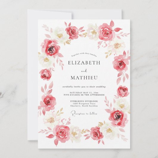 Invitation Mariage de printemps rose vibrant (Devant)