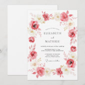 Invitation Mariage de printemps rose vibrant (Devant / Derrière)