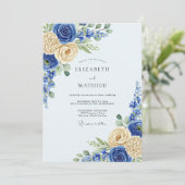 Invitation Mariage de printemps royal bleu florissant (Debout devant)
