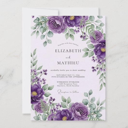 Invitation Mariage de printemps royal pourpre (Devant)