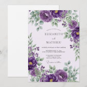 Invitation Mariage de printemps royal pourpre (Devant / Derrière)