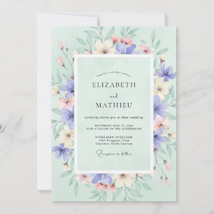 Invitation Mariage de printemps serein au vert écume de mer