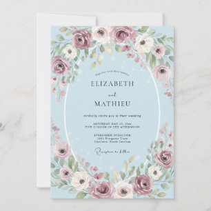 Invitation Mariage de printemps serein bébé bleu