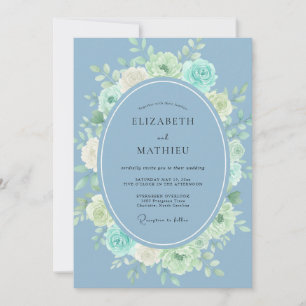 Invitation Mariage de printemps serein bleu acier