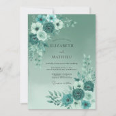 Invitation Mariage de printemps serein vert sarcelle (Devant)