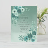 Invitation Mariage de printemps serein vert sarcelle (Debout devant)