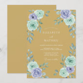 Invitation Mariage de printemps somptueux en or (Devant / Derrière)
