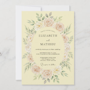 Invitation Mariage de printemps somptueux jaune pâle