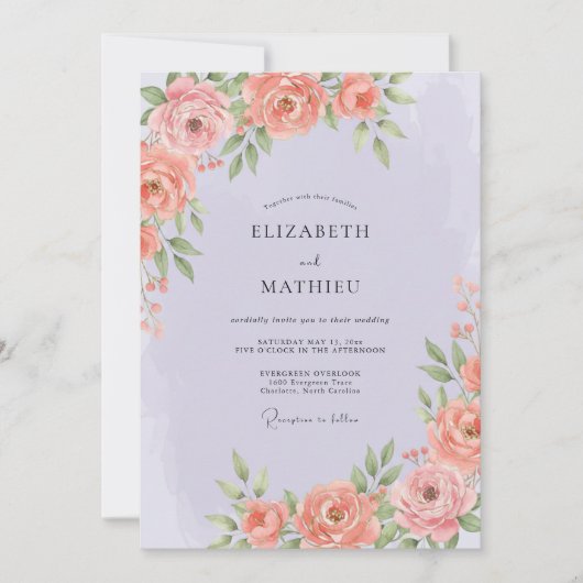 Invitation Mariage de printemps splendide lavande (Devant)