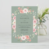 Invitation Mariage de printemps splendide vert sauge (Debout devant)