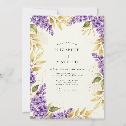Invitation Mariage de printemps splendide violet (Devant)