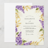 Invitation Mariage de printemps splendide violet (Devant / Derrière)