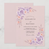 Invitation Mariage de printemps sublime lavande (Devant / Derrière)