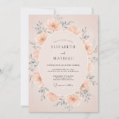 Invitation Mariage de printemps sublime pêche rosée (Devant)