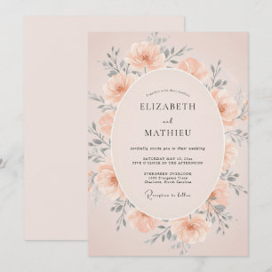Invitation Mariage de printemps sublime pêche rosée