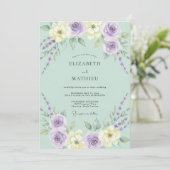 Invitation Mariage de printemps sublime vert menthe (Debout devant)
