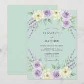 Invitation Mariage de printemps sublime vert menthe (Devant / Derrière)