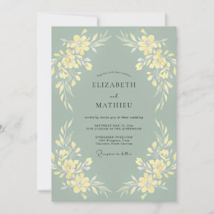 Invitation Mariage de printemps subtil vert sauge