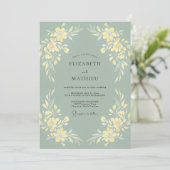 Invitation Mariage de printemps subtil vert sauge (Debout devant)