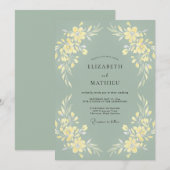 Invitation Mariage de printemps subtil vert sauge (Devant / Derrière)